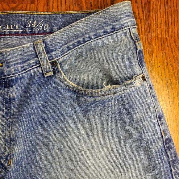 Tommy Hilfiger Blue Jeans Mens 35x25 Classic Straight A93 - Picture 6 of 13